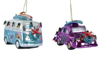 Kersthanger glas auto 5.7x12.7x8.8cm - 1 stuk - thumbnail