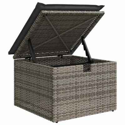 Tuinbankenset met kussen met opslag 7 pcs Grijs poly rattan