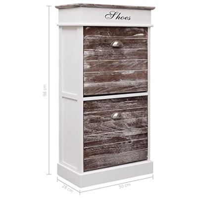 VidaXL Schoenenkast 50x28x98 cm paulowniahout bruin VidaXL Schoenenkast 50x28x98 cm paulowniahout bruin
