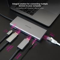 NANOCABLE 10.16.4612 - USB-C Hub, 12-in-1, USB-C 3.1 naar 3 x USB-A 3.2 + USB-C PD + 2 x HDMI 4K @ 60Hz + RJ45 1 Gbps + TF + SD + Audio Jack 3.5, Aluminium, Grijs, 1 ca. 8 cm - thumbnail