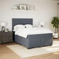 Boxspring met matras fluweel donkergrijs 140x200 cm - thumbnail