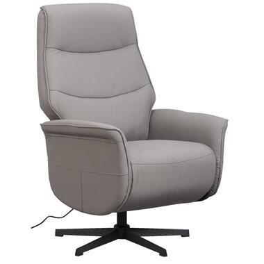 Relaxfauteuil Boaz lederlook - elektrisch verstelbaar - taupe - Leen Bakker