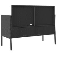 Tuinbank met kussens poly rattan zwart - thumbnail