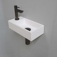Fonteinset INK Versus 36x18x9 cm Polystone Glans Wit Met Kraangat Links Metal Black - thumbnail
