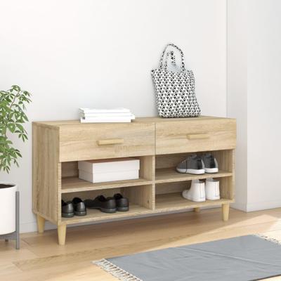 VidaXL Schoenenkast 102x35x55 cm bewerkt hout sonoma eikenkleurig VidaXL Schoenenkast 102x35x55 cm bewerkt hout sonoma eikenkleurig