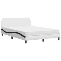 Bed met matras "Dover" kunstleer wit en zwart 140x190 cm - thumbnail