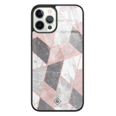 iPhone 12 Pro glazen hardcase - Stone grid