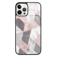 iPhone 12 Pro glazen hardcase - Stone grid - thumbnail