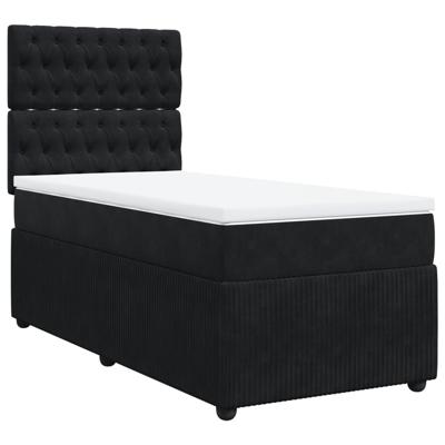 Boxspring met matras fluweel zwart 160x200 cm