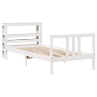 Bedframe met hoofdeinde zonder matras 90x200 cm wit - thumbnail