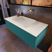 Badkamermeubelset Mondiaz Erin 100 cm met 1 Lade met RIDGE Wastafel Midden Linen Zonder Kraangaten Greeploos Mat Smag - thumbnail