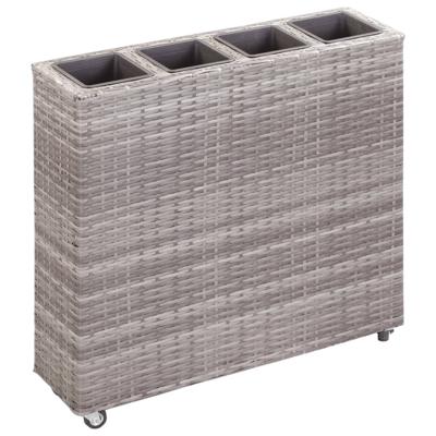 VidaXL Plantenbak verhoogd met 4 potten 80x22x79 cm poly rattan grijs