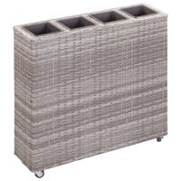 VidaXL Plantenbak verhoogd met 4 potten 80x22x79 cm poly rattan grijs - thumbnail