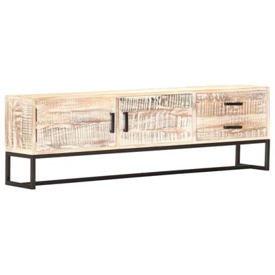 Tv-meubel 140x30x45 cm massief acaciahout wit