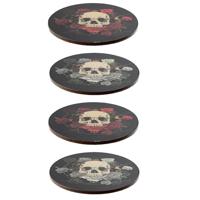 Schedel & Rozen Set 4 Onderzetters - thumbnail