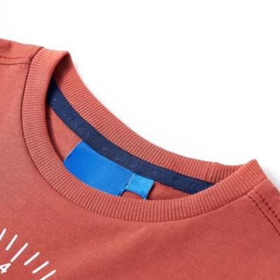 Kindershirt met lange mouwen motorprint 104 hennakleurig Kindershirt met lange mouwen motorprint 104 hennakleurig