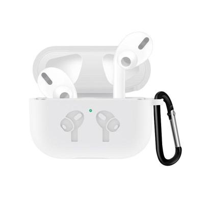 Voor AirPods Pro silicone Flip cover oortelefoon beschermhoes met anti-drop Buckle (wit) Voor AirPods Pro silicone Flip cover oortelefoon beschermhoes met anti-drop Buckle (wit)