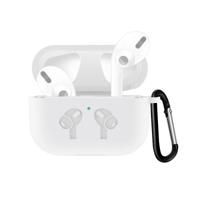 Voor AirPods Pro silicone Flip cover oortelefoon beschermhoes met anti-drop Buckle (wit) - thumbnail