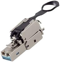 BKL Electronic RJ45-stekker, zonder gereedschap, Easy Pull, STP, Cat 6A 10121203 Stekker, recht Aantal polen (sensoren) 8P8C Zilver 1 stuk(s) - thumbnail