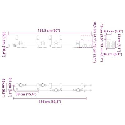 VidaXL Doos met onderdelen voor schuifdeur 152,5 cm staal zwart VidaXL Doos met onderdelen voor schuifdeur 152,5 cm staal zwart