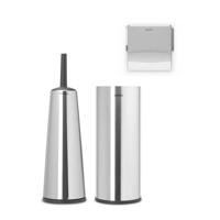 Brabantia ReNew toiletaccessoires, set - toiletborstel met houder, toiletrolhouder en reserverolhouder - Matt Steel - thumbnail