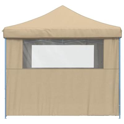 VidaXL Partytent inklapbaar pop-up met 4 zijwanden beige