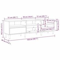 TV-kast met lade Oud Hout 150 x 30 x 45 cm Bewerkt hout - thumbnail
