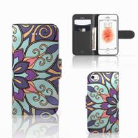 Apple iPhone 5 | 5s | SE Hoesje Purple Flower | Portemonnee hoesje - thumbnail