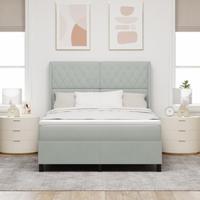 Boxspring bed met hoofdeinde Lichtgrijs 140 x 200 cm Fluweel - thumbnail