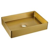 Waskom Sapho Aurum Vierkant 50 x 35 cm RVS Matt Goud Sapho - thumbnail