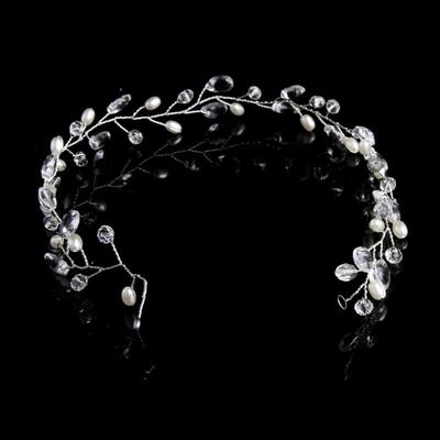 Mode verlaat bruids haaraccessoires handgemaakte Crystal haar sieraden bruiloft hoofdband zendspoel voor vrouwen (zilver)