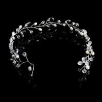 Mode verlaat bruids haaraccessoires handgemaakte Crystal haar sieraden bruiloft hoofdband zendspoel voor vrouwen (zilver) - thumbnail
