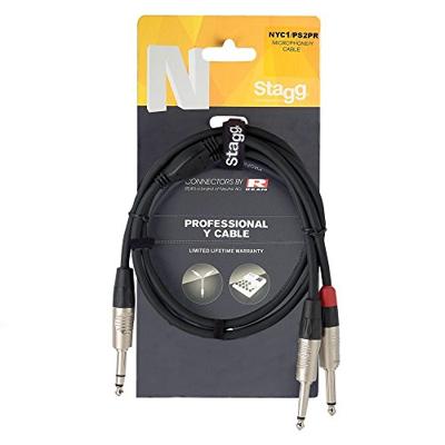 Stagg NYC1-PS2PR Y-kabel Jack M Stereo Naar 2x Jack M Mono 1m