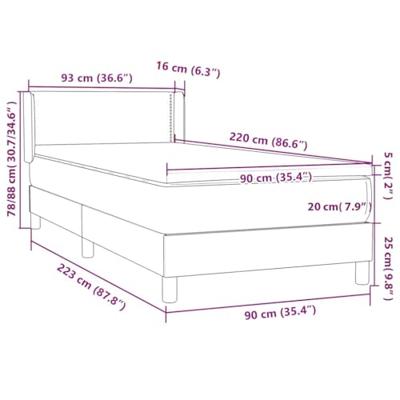 Boxspring met matras fluweel lichtgrijs 90x220 cm
