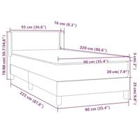 Boxspring met matras fluweel lichtgrijs 90x220 cm - thumbnail