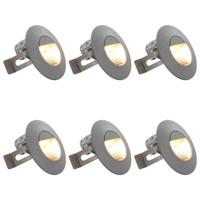 VidaXL Led-buitenwandlampen 6 st 2 w rond zilverkleurig - thumbnail