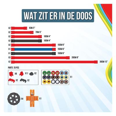 Clics Spaghetteez wiggly roadsters flexibele bouwstaafjes, 46dlg.