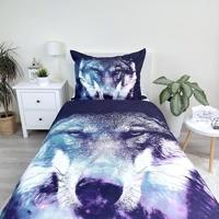 Wolf dekbedovertrek 140 x 200 cm - 70 x 90 cm - polyester - thumbnail