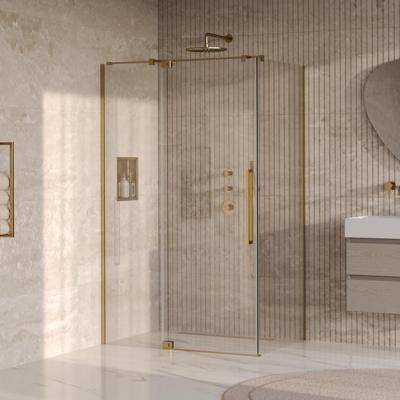 BRAUER Stellar douchecabine met draaideur helder glas 120x90x200 omkeerbaar incl. glascoating PVD goud geborsteld