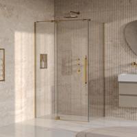 BRAUER Stellar douchecabine met draaideur helder glas 120x90x200 omkeerbaar incl. glascoating PVD goud geborsteld - thumbnail