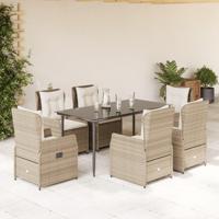 7-delige Tuinset met kussens poly rattan beige - thumbnail