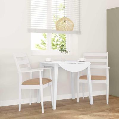 Eetkamerstoelen met kussens 2 stuks wit massief hout rubber