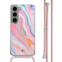 Samsung Galaxy S23 hoesje met rosegoud koord - Pink glam - thumbnail