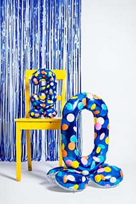 Folat BV Staande folieballon colorful dots cijfer 7 - 72cm