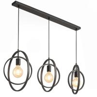 Ylumen Hanglamp Turn around 3 lichts L 130 cm mat zwart - thumbnail