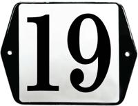Vlak emaille huisnummer met oor - thumbnail