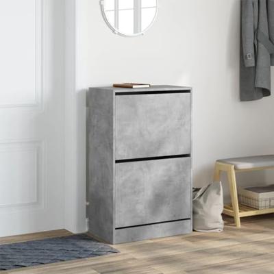 VidaXL Schoenenkast 60x34x96,5 cm bewerkt hout betongrijs VidaXL Schoenenkast 60x34x96,5 cm bewerkt hout betongrijs