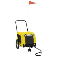 Hondenfietstrailer oxford stof en ijzer geel en zwart - thumbnail