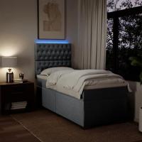Boxspring met matras stof lichtgrijs 80x200 cm - thumbnail