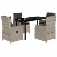 5-delige Tuinset met kussens poly rattan lichtgrijs - thumbnail